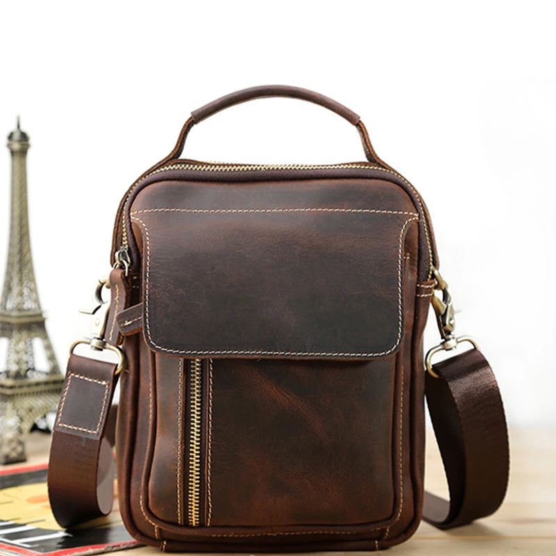 MAHEU Super Qualität männer Mini Schulter Tasche Aus Echtem Leder Telefon Beutel Auf Gürtel Kleine Umhängetasche Tasche Mit Griff Außen tasche