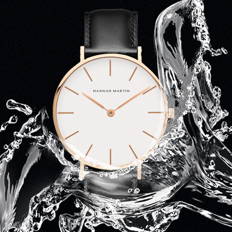 Hannah Martin Marke Mode Japan Quarz Armbanduhren Silber Braun Leder Männer Uhr Wasserdichte Kleid Uhr Männer Casual