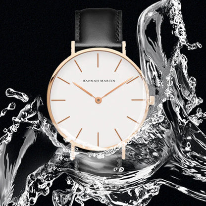 Hannah Martin Marke Mode Japan Quarz Armbanduhren Silber Braun Leder Männer Uhr Wasserdichte Kleid Uhr Männer Casual