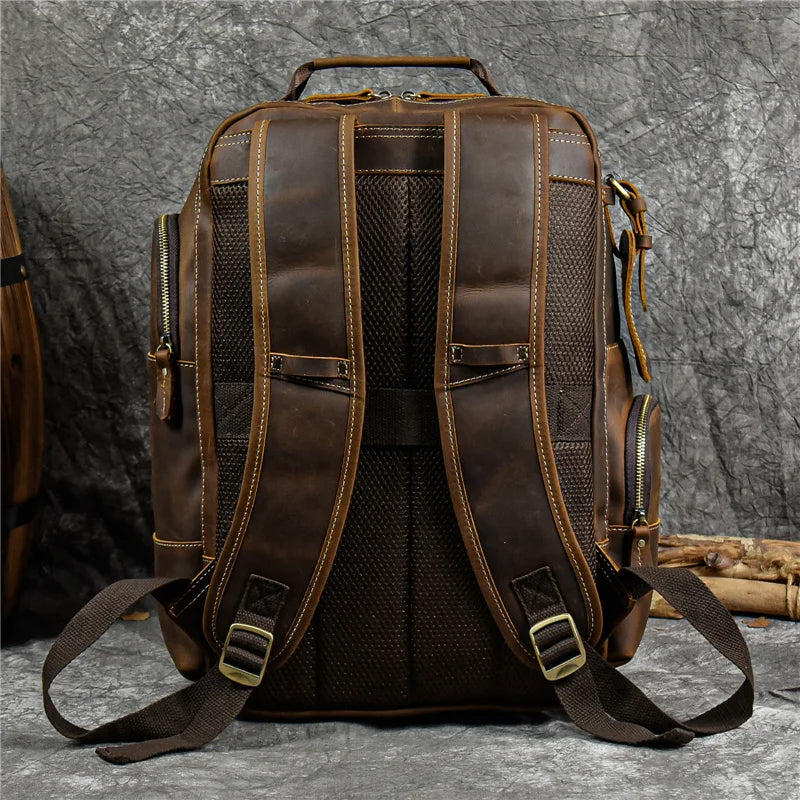 Newsbirds Herren-Rucksack aus Leder, Retro-Luxus-Modestil, Rucksack, Reisetasche, Rucksack, Schultasche für Herren, Leder-Tagesrucksack für Herren