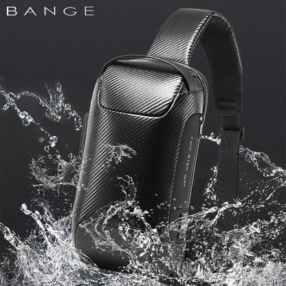 BANGE Verbesserte Männer Wasserdichte Multifunktions Carbon Faser Muster Umhängetasche USB Sling Schulter Taschen Messenger Brust Tasche Pack