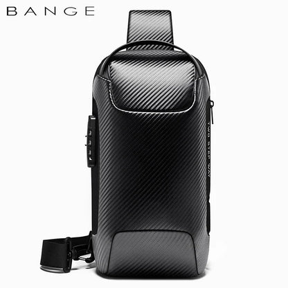 BANGE Verbesserte Männer Wasserdichte Multifunktions Carbon Faser Muster Umhängetasche USB Sling Schulter Taschen Messenger Brust Tasche Pack