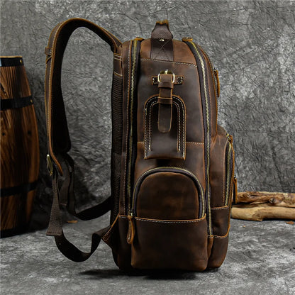Newsbirds Herren-Rucksack aus Leder, Retro-Luxus-Modestil, Rucksack, Reisetasche, Rucksack, Schultasche für Herren, Leder-Tagesrucksack für Herren