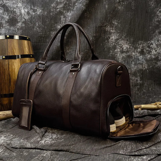 Luxus Echtes Leder Männer Frauen Reisetasche Kuh Leder Handgepäck Tasche Reise Schulter Tasche Männlich Weiblich Wochenende Duffle Tasche