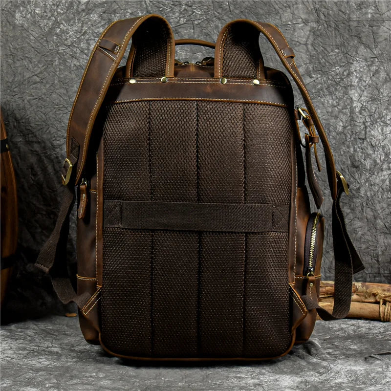 Newsbirds Herren-Rucksack aus Leder, Retro-Luxus-Modestil, Rucksack, Reisetasche, Rucksack, Schultasche für Herren, Leder-Tagesrucksack für Herren
