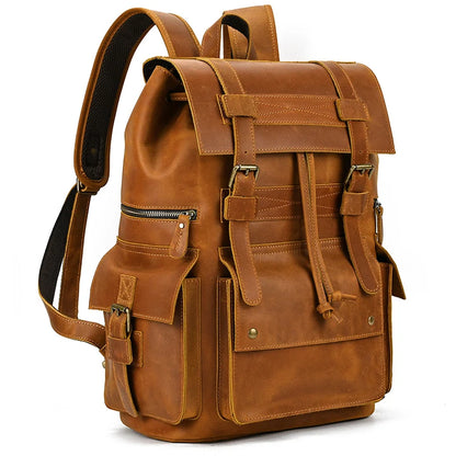 2025 Neuheiten Lederrucksack für Männer Männlich Echtes Leder Laptop Reiserucksack 17-Zoll-Tagesrucksack Sollte Tasche Männer Männlich Groß