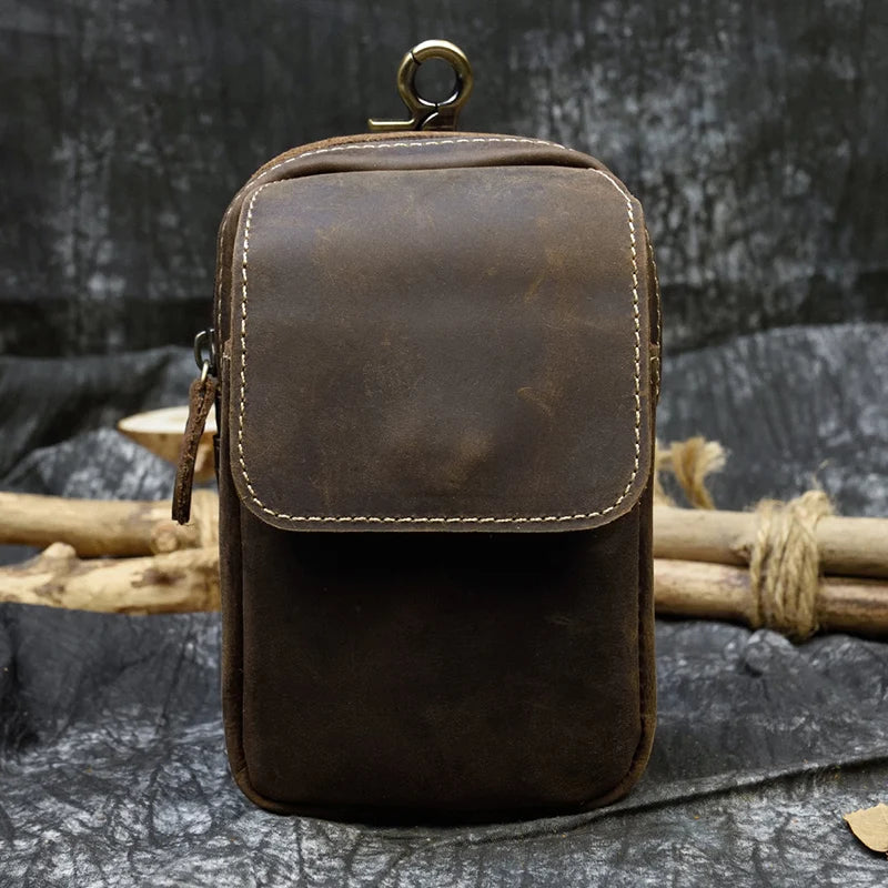 Leder Taille Tasche Auf Gürtel Handy Tasche Gürtel Tasche Leder Handy Tasche Fanny Pack Sommer Mini Taille Tasche Männer männlichen