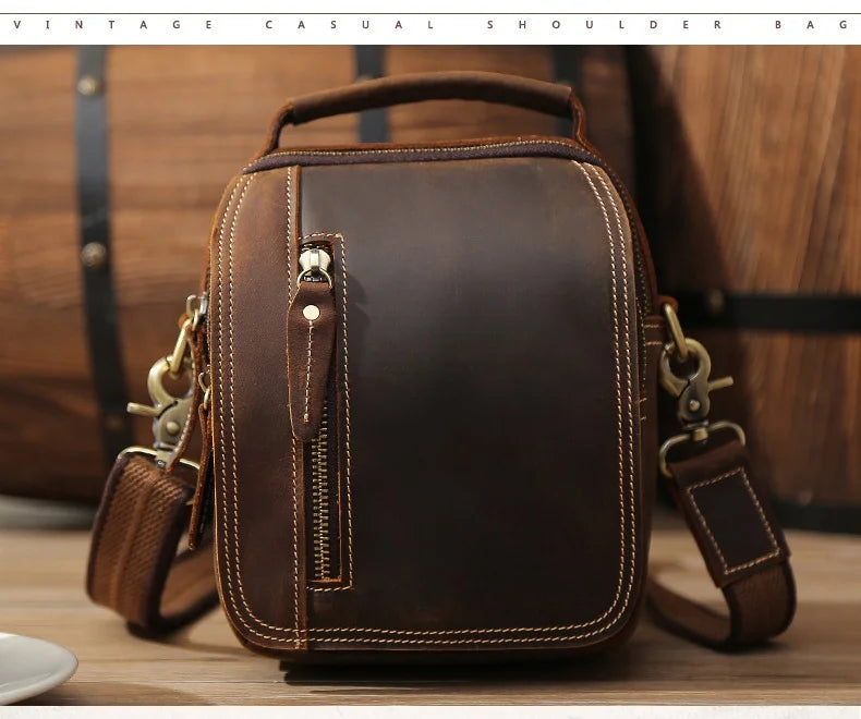 MAHEU Super Qualität männer Mini Schulter Tasche Aus Echtem Leder Telefon Beutel Auf Gürtel Kleine Umhängetasche Tasche Mit Griff Außen tasche