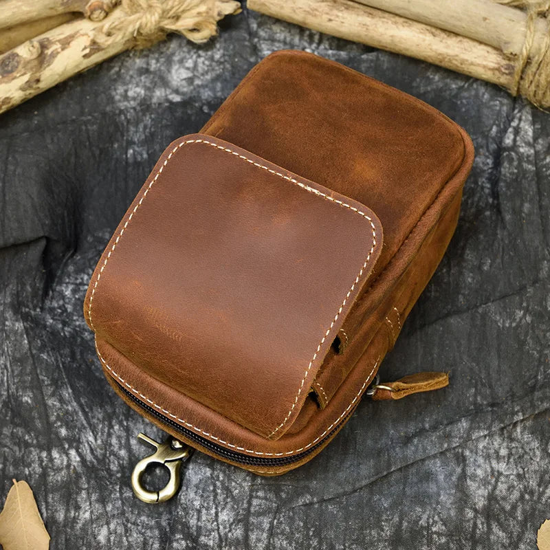 Leder Taille Tasche Auf Gürtel Handy Tasche Gürtel Tasche Leder Handy Tasche Fanny Pack Sommer Mini Taille Tasche Männer männlichen
