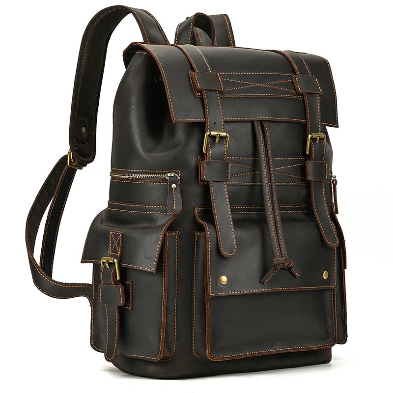 2025 Neuheiten Lederrucksack für Männer Männlich Echtes Leder Laptop Reiserucksack 17-Zoll-Tagesrucksack Sollte Tasche Männer Männlich Groß