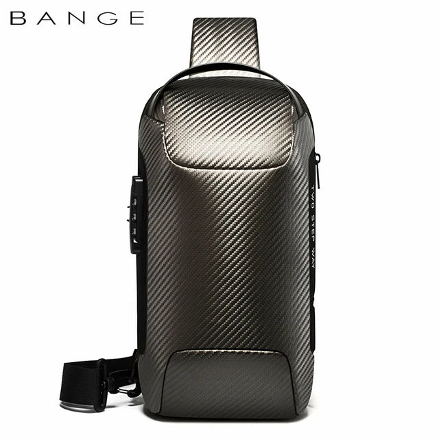 BANGE Verbesserte Männer Wasserdichte Multifunktions Carbon Faser Muster Umhängetasche USB Sling Schulter Taschen Messenger Brust Tasche Pack