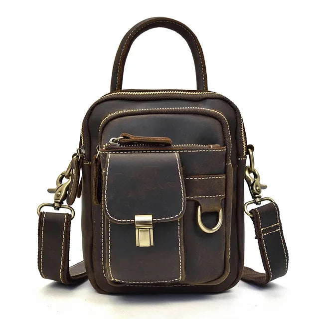 MAHEU Super Qualität männer Mini Schulter Tasche Aus Echtem Leder Telefon Beutel Auf Gürtel Kleine Umhängetasche Tasche Mit Griff Außen tasche