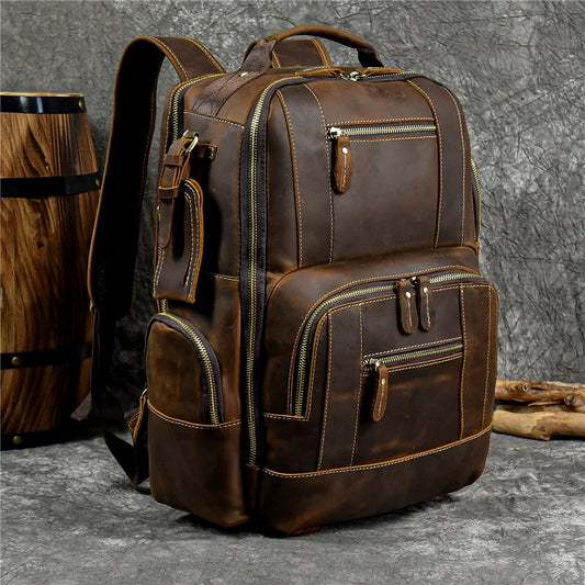 Newsbirds Herren-Rucksack aus Leder, Retro-Luxus-Modestil, Rucksack, Reisetasche, Rucksack, Schultasche für Herren, Leder-Tagesrucksack für Herren