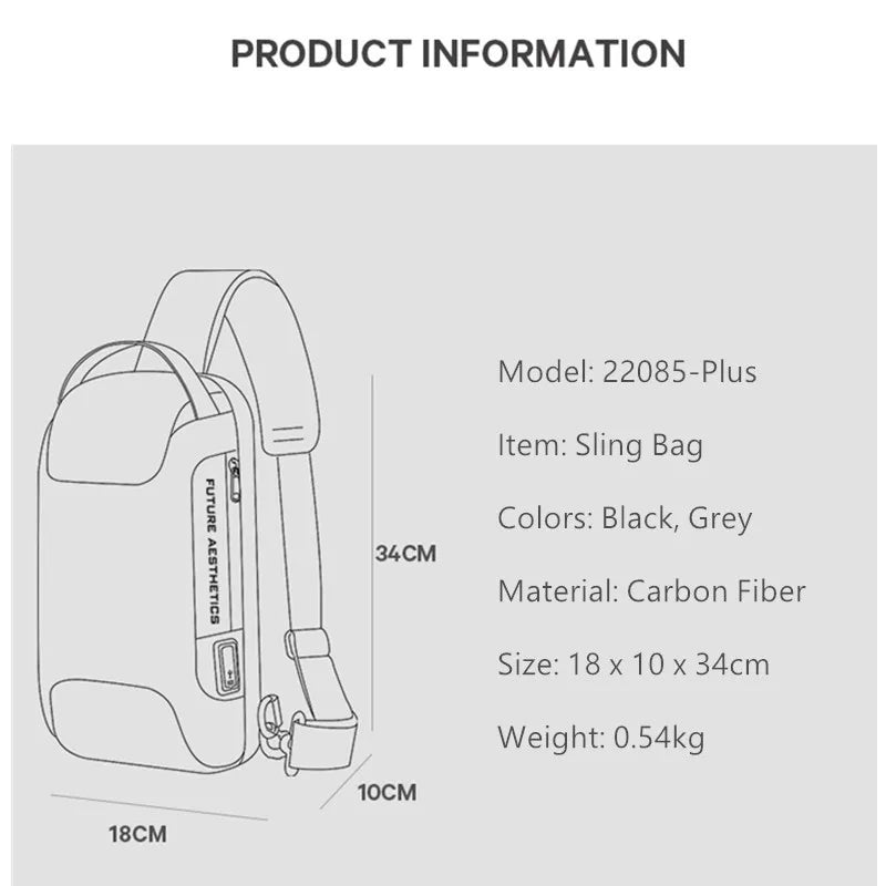 BANGE Verbesserte Männer Wasserdichte Multifunktions Carbon Faser Muster Umhängetasche USB Sling Schulter Taschen Messenger Brust Tasche Pack
