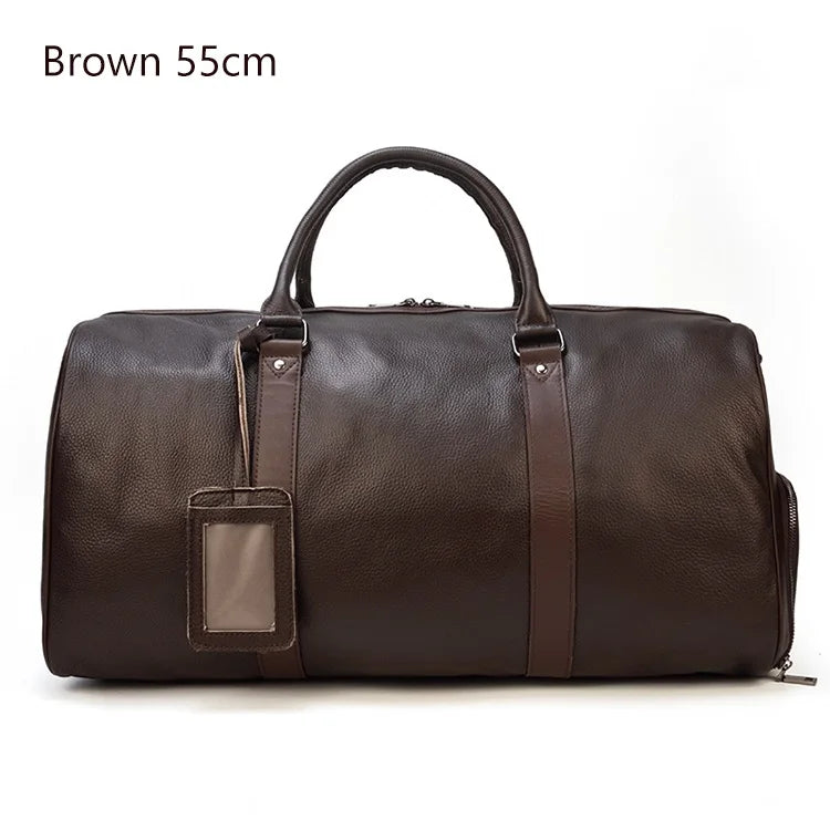 Luxus Echtes Leder Männer Frauen Reisetasche Kuh Leder Handgepäck Tasche Reise Schulter Tasche Männlich Weiblich Wochenende Duffle Tasche