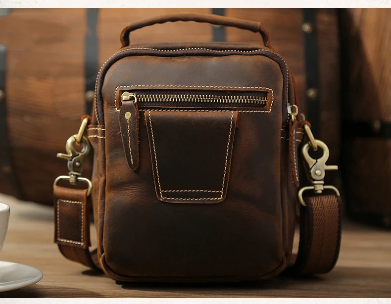 MAHEU Super Qualität männer Mini Schulter Tasche Aus Echtem Leder Telefon Beutel Auf Gürtel Kleine Umhängetasche Tasche Mit Griff Außen tasche