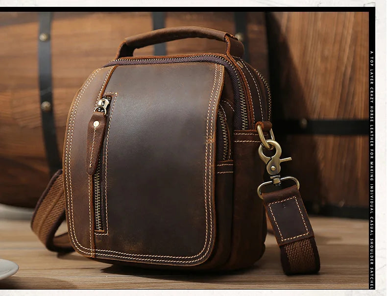 MAHEU Super Qualität männer Mini Schulter Tasche Aus Echtem Leder Telefon Beutel Auf Gürtel Kleine Umhängetasche Tasche Mit Griff Außen tasche
