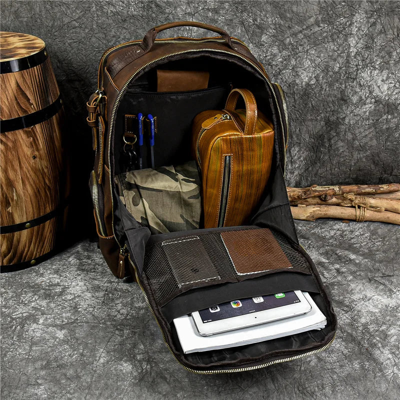 Newsbirds Herren-Rucksack aus Leder, Retro-Luxus-Modestil, Rucksack, Reisetasche, Rucksack, Schultasche für Herren, Leder-Tagesrucksack für Herren