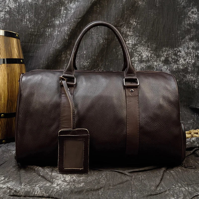 Luxus Echtes Leder Männer Frauen Reisetasche Kuh Leder Handgepäck Tasche Reise Schulter Tasche Männlich Weiblich Wochenende Duffle Tasche