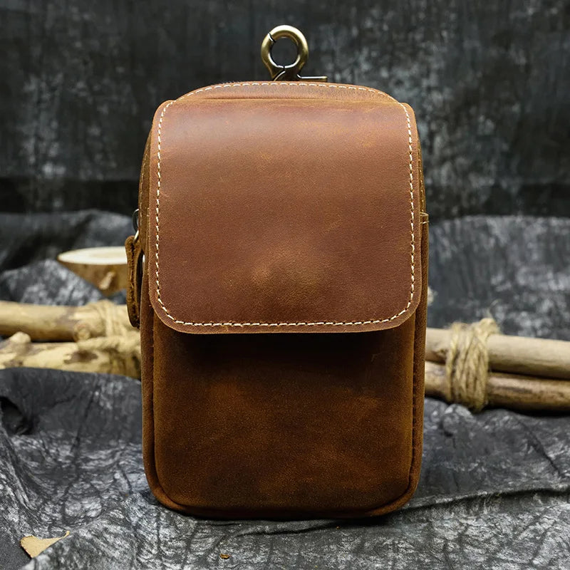 Leder Taille Tasche Auf Gürtel Handy Tasche Gürtel Tasche Leder Handy Tasche Fanny Pack Sommer Mini Taille Tasche Männer männlichen