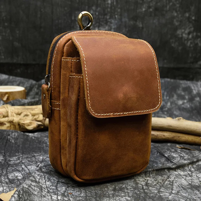 Leder Taille Tasche Auf Gürtel Handy Tasche Gürtel Tasche Leder Handy Tasche Fanny Pack Sommer Mini Taille Tasche Männer männlichen