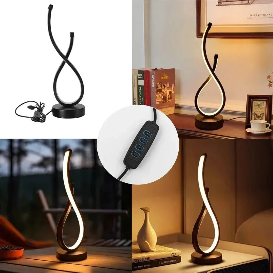 Kreatives Spiral-LED-Nachtlicht mit USB-Stecker, dimmbar, 3-Farben-Tisch-Nachtlampe für Wohnzimmer, Büro, Schreibtisch, Schlafzimmer, Nachttisch-Dekoration
