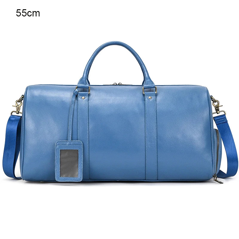 Luxus Echtes Leder Männer Frauen Reisetasche Kuh Leder Handgepäck Tasche Reise Schulter Tasche Männlich Weiblich Wochenende Duffle Tasche