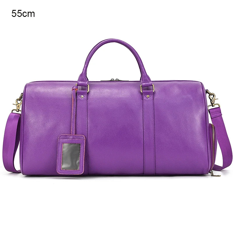 Luxus Echtes Leder Männer Frauen Reisetasche Kuh Leder Handgepäck Tasche Reise Schulter Tasche Männlich Weiblich Wochenende Duffle Tasche