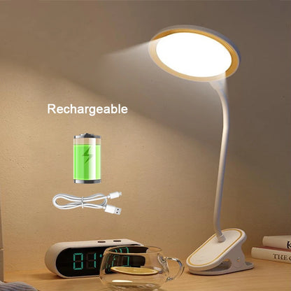 Tischlampe, USB wiederaufladbar, Schreibtischlampe mit Clip, Bett, Lesebuch, Nachtlicht, LED, Touch, 3 Modi, dimmbares Augenschutzlicht