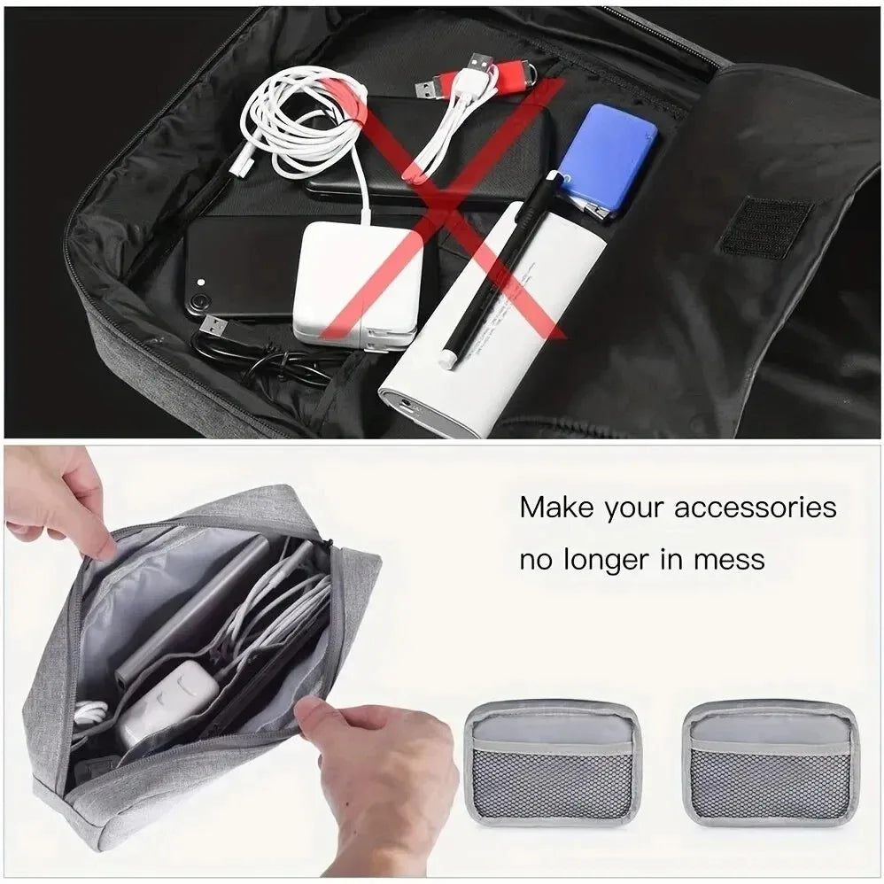 Digitale tragbare Organizer-Hülle für Kopfhörer, Reiseschrank, Aufbewahrungstasche, Reißverschluss, Zubehör, Ladegerät, Datenkabel, USB-Tasche