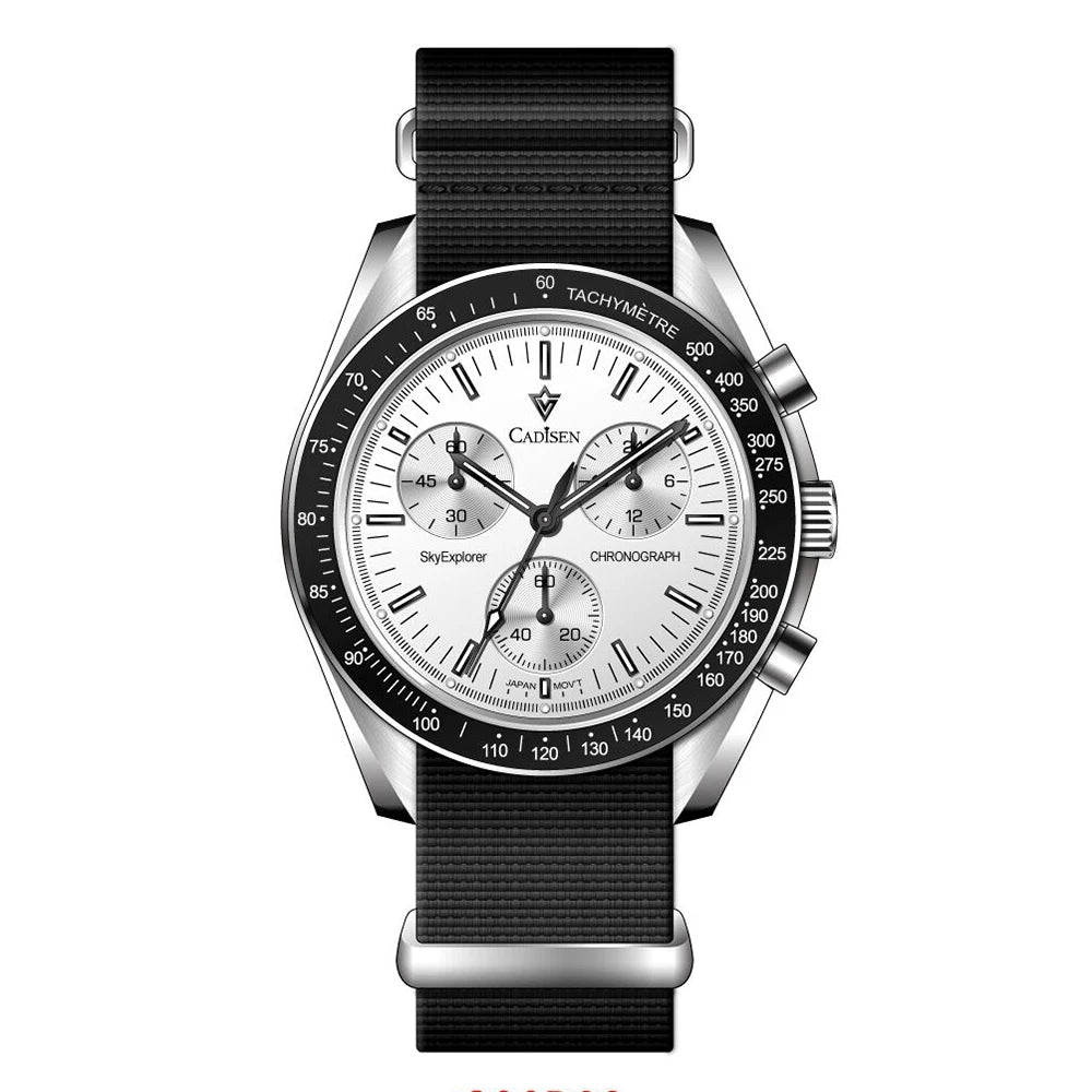 CADISEN Neue Herrenuhren Luxus Quarz Armbanduhr Für Männer Saphir AR Beschichtet Kristall Leinwand VK68 Geschwindigkeit Chronograph Automatik