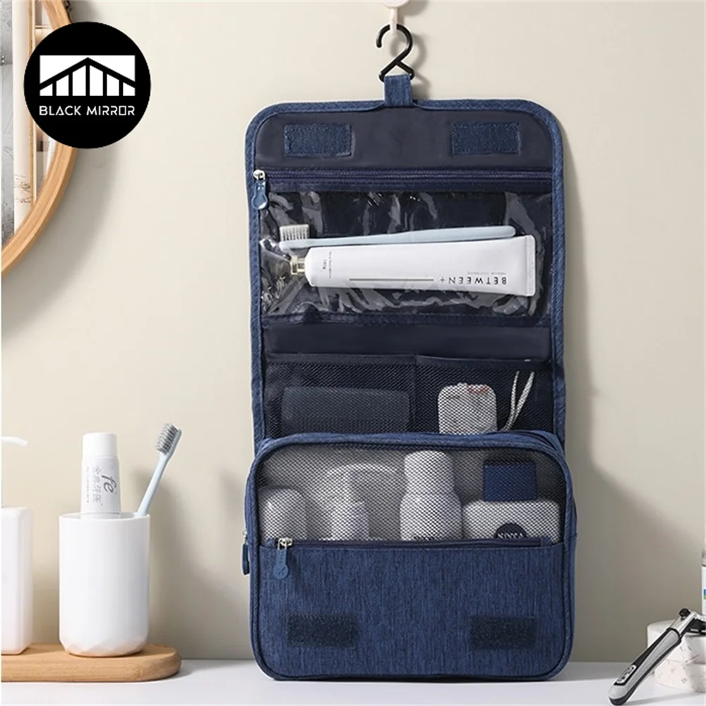 Tragbarer Kulturbeutel mit Haken zum Aufhängen, wasserdicht, für Damen, Badezimmer, Kosmetik, Aufbewahrungstasche, großes Fassungsvermögen, Reise-Make-up-Koffer für Herren