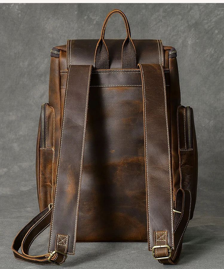 Vintage Crazy Horse Echtes Leder Rucksack Männer Leder Bagpack Klettern Rucksack männlichen Große Wandern Rucksack M814