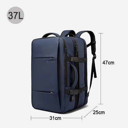 BANGE Ästhetischer Herren-Business-Rucksack, Schule, erweiterbare USB-Tasche, großes Fassungsvermögen, 17,3 Laptop, wasserdicht, modischer Reiserucksack