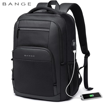BANGE Wasserdichter Reiserucksack mit USB-Ladeanschluss, passend für 15,6-Zoll-Laptop-Rucksäcke für Männer und Frauen, Teenager-Schultaschen