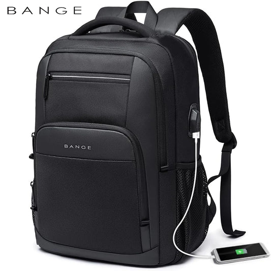 BANGE Wasserdichter Reiserucksack mit USB-Ladeanschluss, passend für 15,6-Zoll-Laptop-Rucksäcke für Männer und Frauen, Teenager-Schultaschen