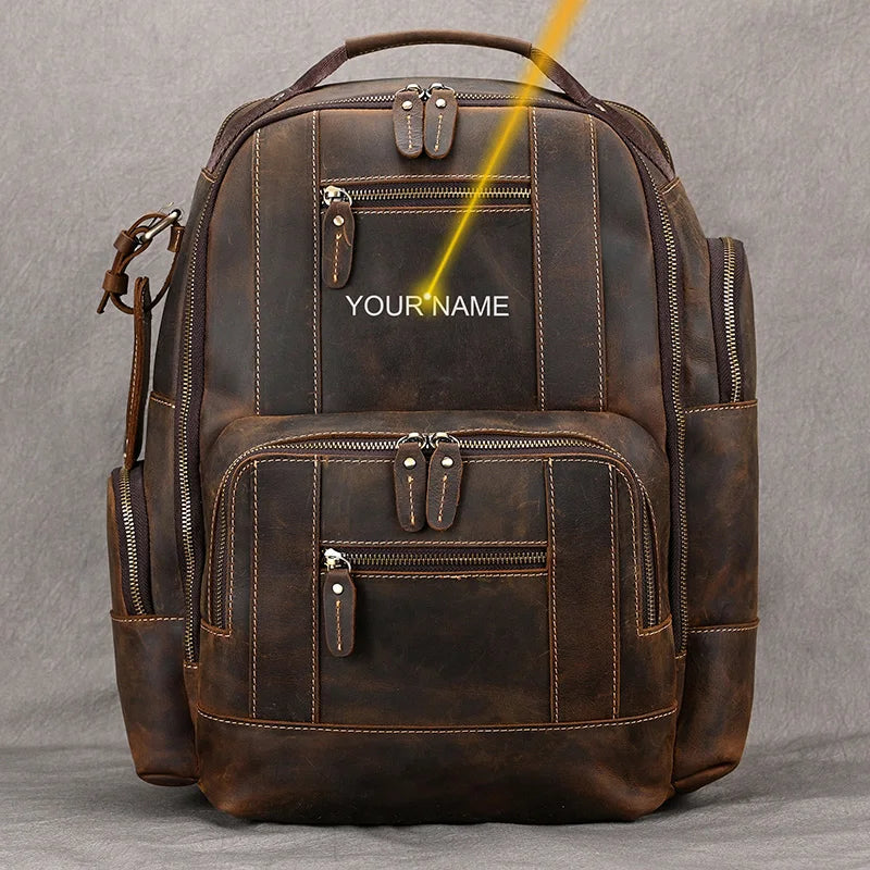 Newsbirds Herren-Rucksack aus Leder, Retro-Luxus-Modestil, Rucksack, Reisetasche, Rucksack, Schultasche für Herren, Leder-Tagesrucksack für Herren
