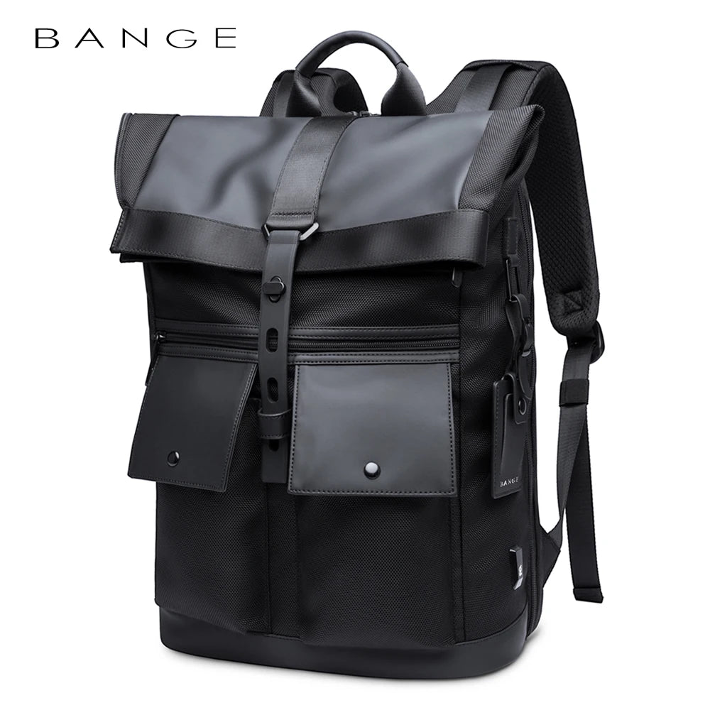 Bange Casual Männer Anti-Diebstahl-Rucksack 15,6 Zoll multifunktionale wasserdichte Rucksäcke tägliche Reisetasche Schulrucksack mit Gürtel
