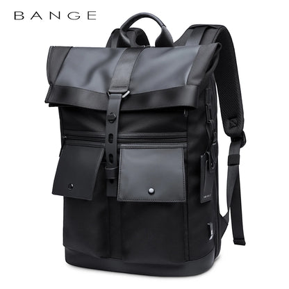 Bange Casual Männer Anti-Diebstahl-Rucksack 15,6 Zoll multifunktionale wasserdichte Rucksäcke tägliche Reisetasche Schulrucksack mit Gürtel
