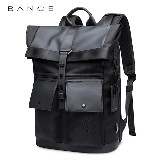 Bange Casual Männer Anti-Diebstahl-Rucksack 15,6 Zoll multifunktionale wasserdichte Rucksäcke tägliche Reisetasche Schulrucksack mit Gürtel