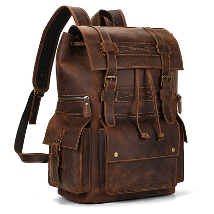 Newsbirds Herren-Rucksack aus Leder, Retro-Luxus-Modestil, Rucksack, Reisetasche, Rucksack, Schultasche für Herren, Leder-Tagesrucksack für Herren