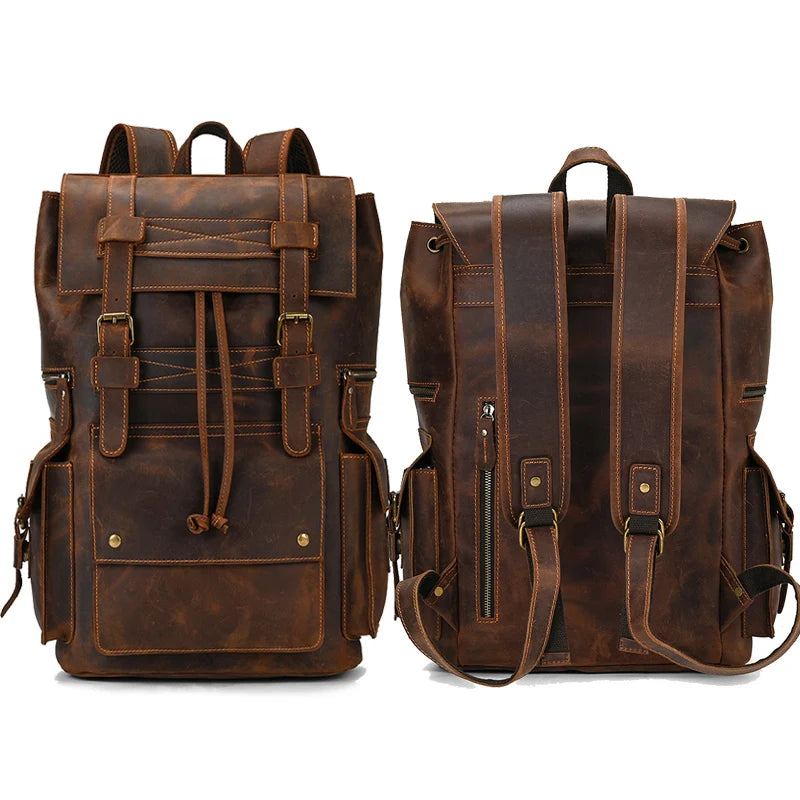 2025 Neuheiten Lederrucksack für Männer Männlich Echtes Leder Laptop Reiserucksack 17-Zoll-Tagesrucksack Sollte Tasche Männer Männlich Groß