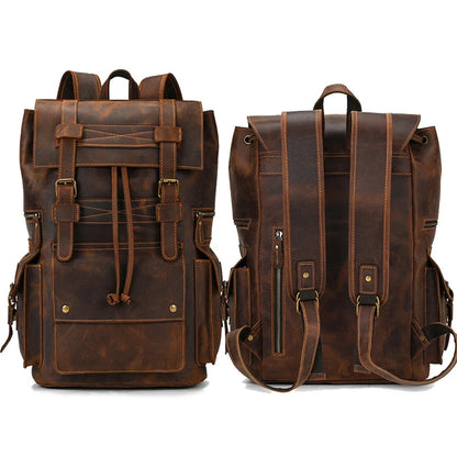 2025 Neuheiten Lederrucksack für Männer Männlich Echtes Leder Laptop Reiserucksack 17-Zoll-Tagesrucksack Sollte Tasche Männer Männlich Groß