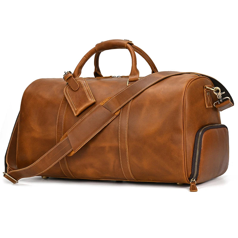 Luxus Echtes Leder Männer Frauen Reisetasche Kuh Leder Handgepäck Tasche Reise Schulter Tasche Männlich Weiblich Wochenende Duffle Tasche