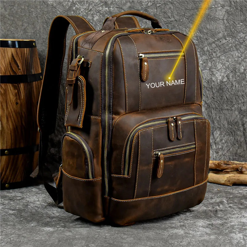 Newsbirds Herren-Rucksack aus Leder, Retro-Luxus-Modestil, Rucksack, Reisetasche, Rucksack, Schultasche für Herren, Leder-Tagesrucksack für Herren