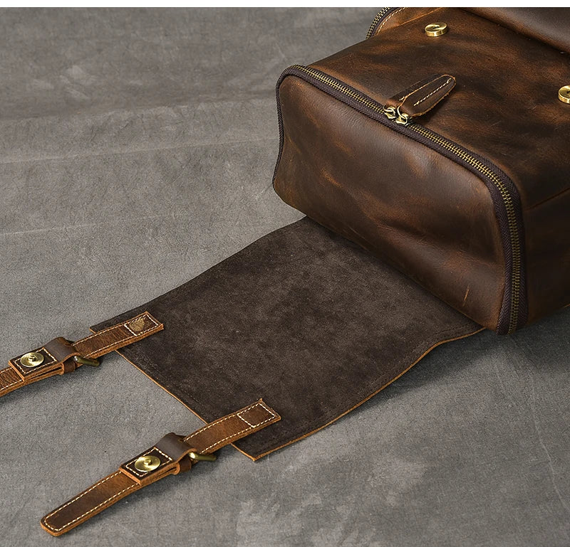 Vintage Crazy Horse Echtes Leder Rucksack Männer Leder Bagpack Klettern Rucksack männlichen Große Wandern Rucksack M814