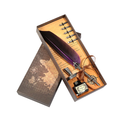 Retro Kalligraphie Feder Dip Stift Schreiben Tinte Set Schreibwaren Quill Brunnen Stift Geburtstag Lehrer Geschenk Schreiben Werkzeuge