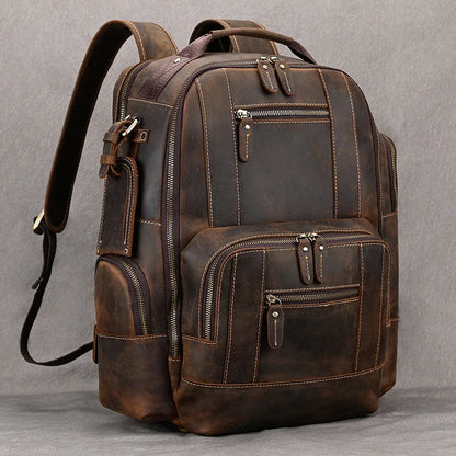 Newsbirds Herren-Rucksack aus Leder, Retro-Luxus-Modestil, Rucksack, Reisetasche, Rucksack, Schultasche für Herren, Leder-Tagesrucksack für Herren