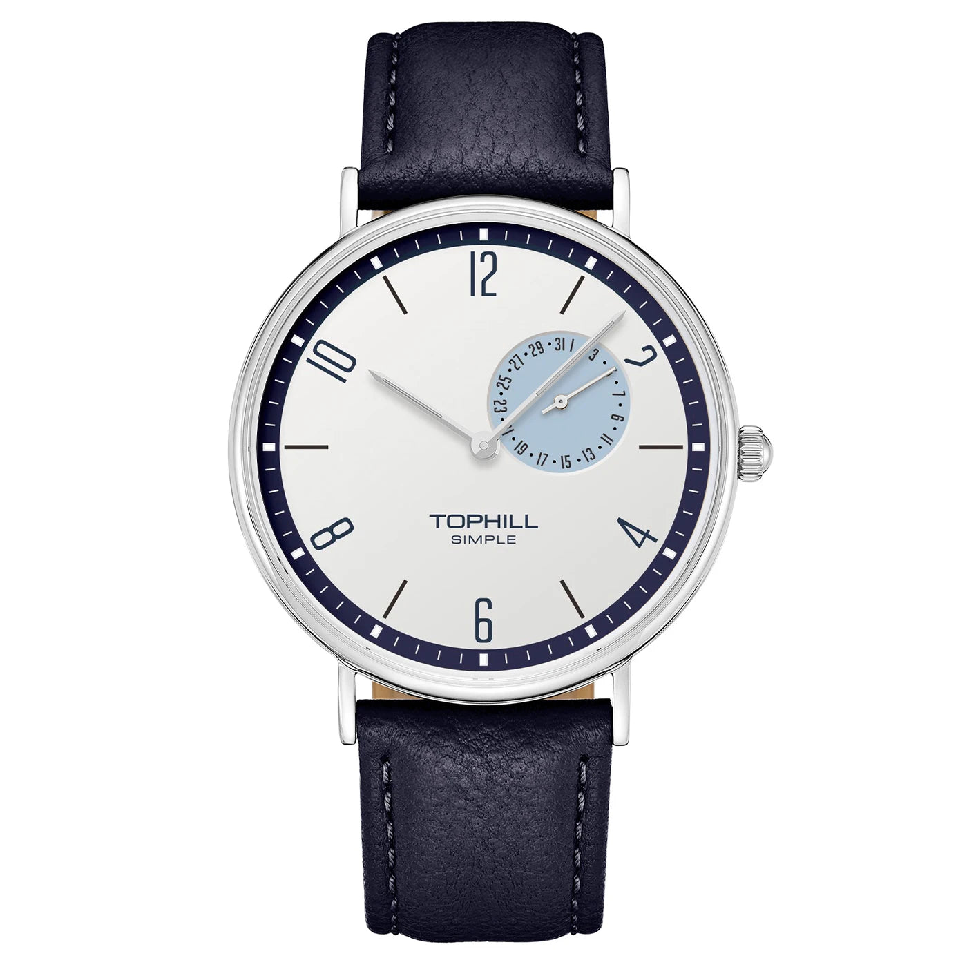 TOPHILL Bauhaus-Quarzuhr für Herren, ultradünn, 40 mm, minimalistisches Zifferblatt, Saphirglas, Lederarmband, Edelstahlgehäuse