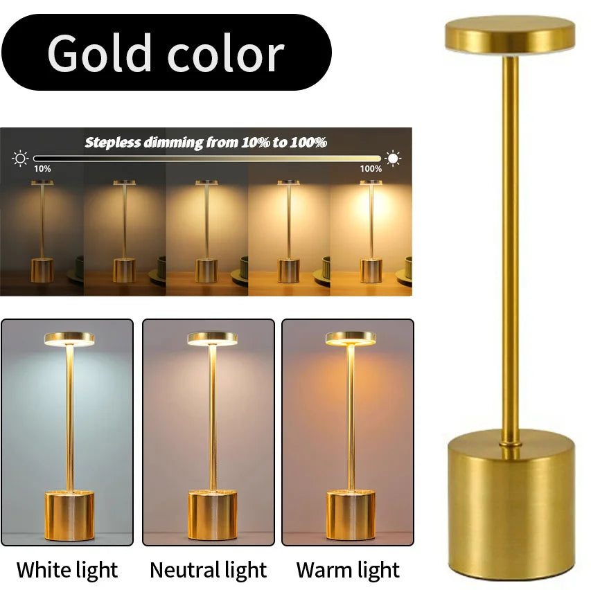 Klassische Tischlampe, USB wiederaufladbar, Nachtlicht, stufenloses Dimmen, Touch-Schreibtischlampe, 3-Farben-Nachttischlampe, Bar, Hotel-Dekoration